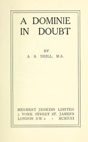 Front cover of A dominie in doubt by A. S. Neill