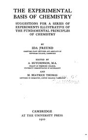 Cover of The Experimental Basis of Chemistry: Suggestions for a Series of Experiments ... by Ida Freund