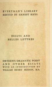 Cover of Dramatic essays by John Dryden