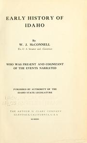 Front cover of Early history of Idaho by McConnell, William John