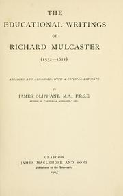 Front cover of The Educational writings of Richard Mulcaster (1532-16ll) by Richard Mulcaster