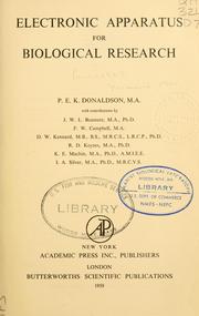 Front cover of Electronic apparatus for biological research by Peter Eden Kirwan Donaldson