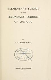 Front cover of Elementary science in the secondary schools of Ontario by Harry E. Amoss