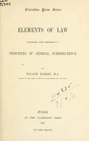 Cover of Elements of law by Markby, William Sir
