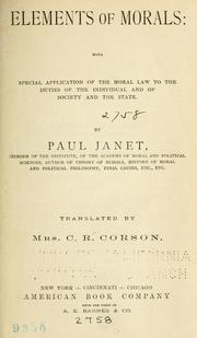 Front cover of Elements of morals by Janet, Paul
