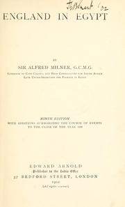 Front cover of England in Egypt by Alfred Milner, Viscount Milner