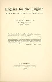 Cover of English for the English by George Sampson