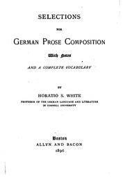 Cover of Selections for German Prose Composition by Horatio S. White