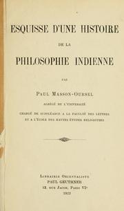 Front cover of Esquisse d'une histoire de la philosophie indienne by Paul Masson-Oursel