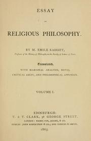 Front cover of Essay on religious philosophy by Émile Edmond Saisset