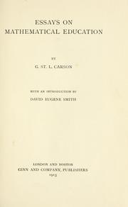 Front cover of Essays on mathematical education by George Edward St. Lawrence Carson