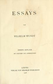 Cover of Essays by Wilhelm Max Wundt