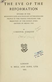 Cover of The eve of the Reformation by Francis Aidan Gasquet
