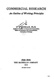Front cover of Commercial Research: An Outline of Working Principles by Carson Samuel Duncan