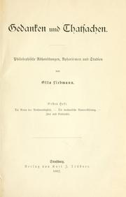 Cover of Gedanken und Thatsachen by Liebmann, Otto