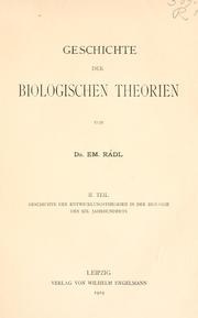 Cover of Geschichte der biologischen Theorien in der Neuzeit by Emanuel Rádl