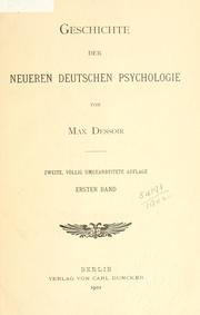Front cover of Geschichte der neueren deutschen Psychologie by Max Dessoir