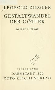 Cover of Gestaltwandel der Götter by Ziegler, Leopold