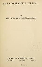 Front cover of The government of Iowa by Frank Edward Horack