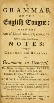 Front cover of Grammar of the English tongue by John Brightland