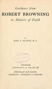 Front cover of Guidance from Robert Browning in matters of faith by Hutton, John Alexander