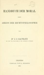 Front cover of Handbuch der Moral, nebst Abriss der Rechtsphilosophie by Julius Baumann