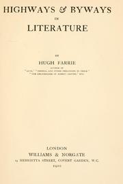 Front cover of Highways and byways in literature by Hugh Westbury