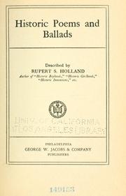 Cover of Historic poems and ballads by Rupert Sargent Holland