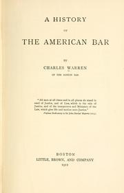 Front cover of A history of the American bar by Warren, Charles
