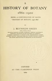 Front cover of A history of botany 1860-1900 by J. Reynolds Green