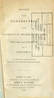 Front cover of History of the controversy in the University of the City of New-York by New York University.