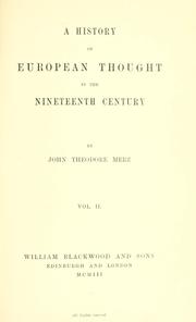 Front cover of A history of European thought in the nineteenth century by John Theolddore Merz