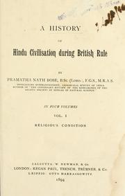 Front cover of A history of Hindu civilisation during British rule by Pramatha Nath Bose