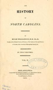Front cover of The history of North Carolina by Hugh Williamson