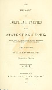 Front cover of The history of political parties in the state of New-York by Jabez D. Hammond