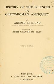 Front cover of Histoire des sciences exactes et naturelles dans l'antiquité gréco-romaine by Arnold Reymond