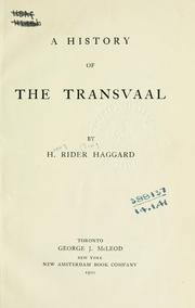 Front cover of A history of the Transvaal by H. Rider Haggard