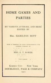 Front cover of Home games and parties by Mott, Hamilton Mrs.
