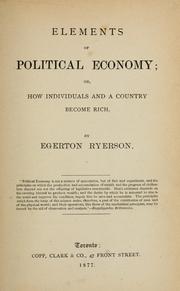 Front cover of Elements of political economy by Egerton Ryerson