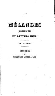 Cover of Mélanges historiques et littéraires by Abel-François Villemain