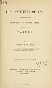 Cover of The institutes of law by Lorimer, James
