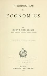Cover of Introduction to economics by Henry R. Seager