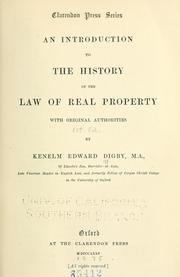 Front cover of An introduction to the history of the law of real property by Digby, Kenelm Edward Sir