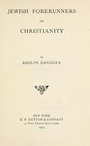 Front cover of Jewish forerunners of Christianity by Adolphe Danziger De Castro