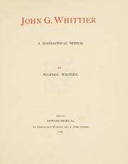 Cover of John G. Whittier by Wilfred Whitten