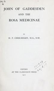 Front cover of John of Gaddesden and the Rosa medicinae by Henry Patrick Cholmeley