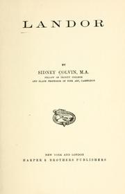 Cover of Landor by Colvin, Sidney Sir