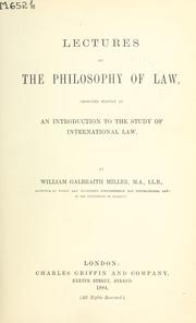 Front cover of Lectures On The Philosophy Of Law by William Galbraith Miller
