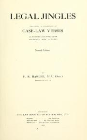 Front cover of Legal jingles by Frederick Rudolph Barlee