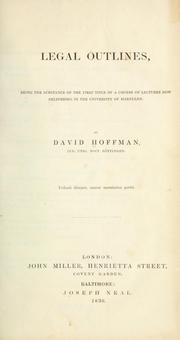 Cover of Legal outlines by Hoffman, David